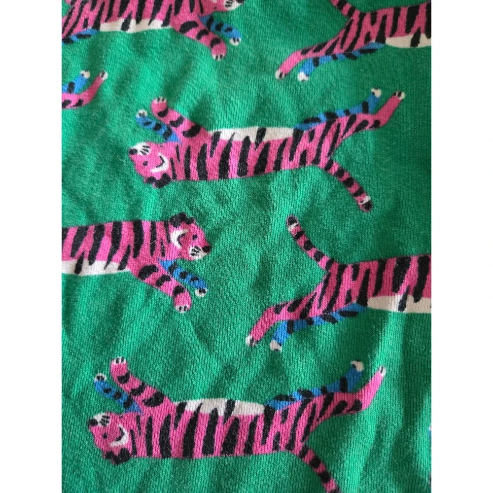 Hanna Andersson 160 Pajama Set Kids 14 Green Pink Tiger Print Organic Cotton